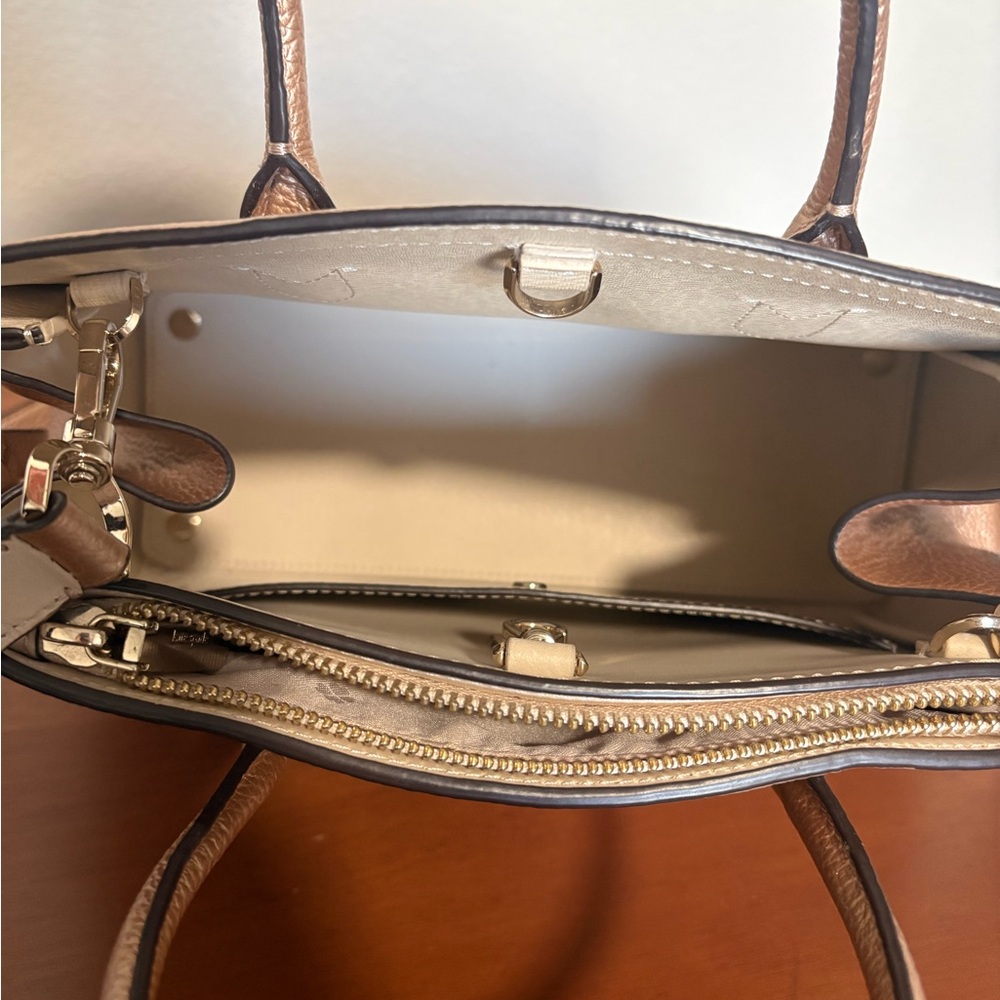 Kate Spade Metallic Rose Gold Pebbled Leather Satchel - Picture 7 of 12